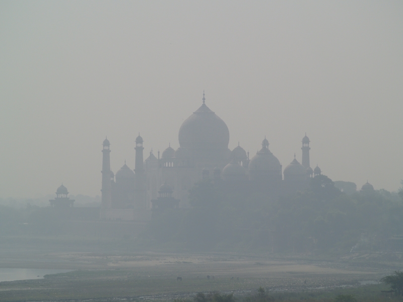 Blick vom Agra Fort auf das Taj Mahal